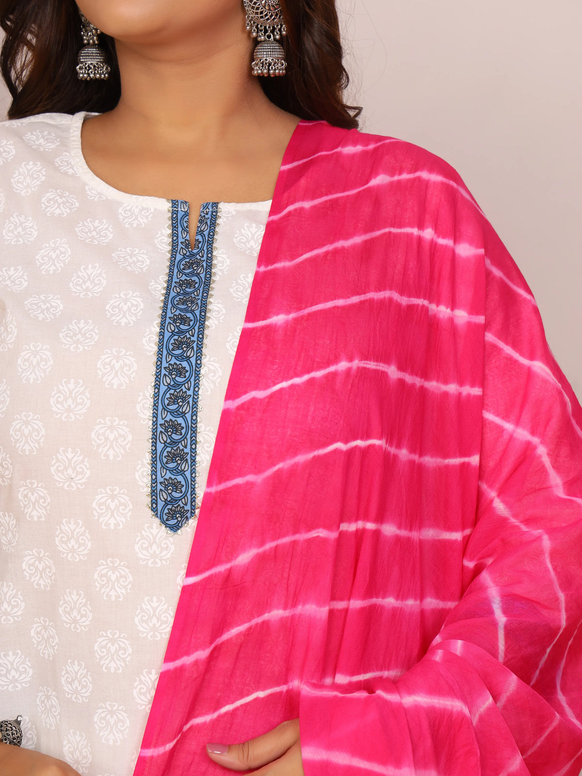 Dark Pink Pure Cotton Hand Tied Lehriya Dupatta (2.5 Meter)