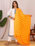 Yellow Orange Nazmin Chiffon Hand Tied Leheriya Dupatta (2.5 Meter)