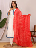 Red Nazmin Chiffon Hand Tied Bhandej Dupatta (2.5 Meter)