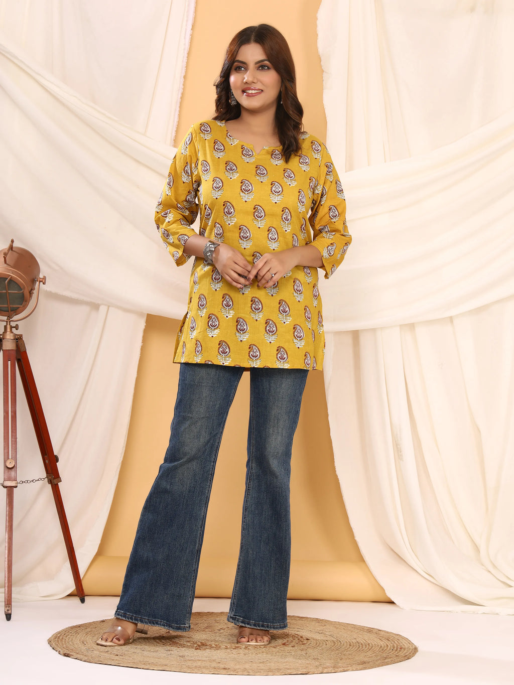 Sanganeri Musrad Paisley Print Pure Cotton Top