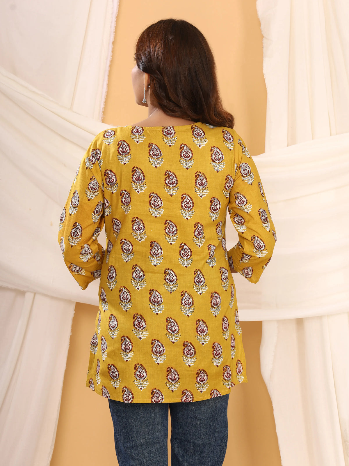 Sanganeri Musrad Paisley Print Pure Cotton Top