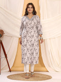 Sanganeri Floral Print Grey Cotton Kurti