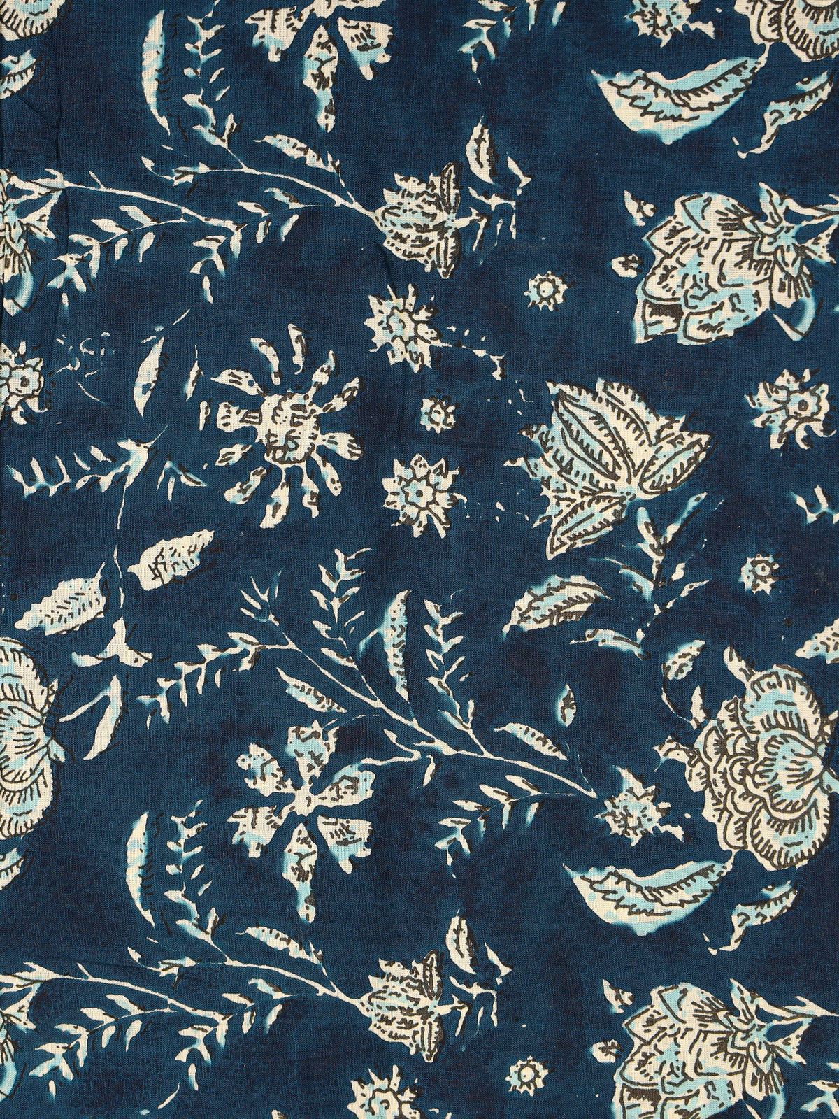 Women's Pure Cotton Sanganeri Print Unstitched Suit Set – Teal Blue Floral Buti Design