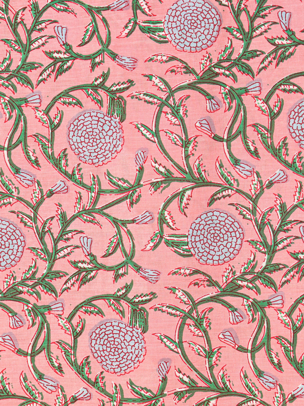 Women's Pure Cotton Sanganeri Print Unstitched Suit Set – Peach Pink & Pastel Floral Design