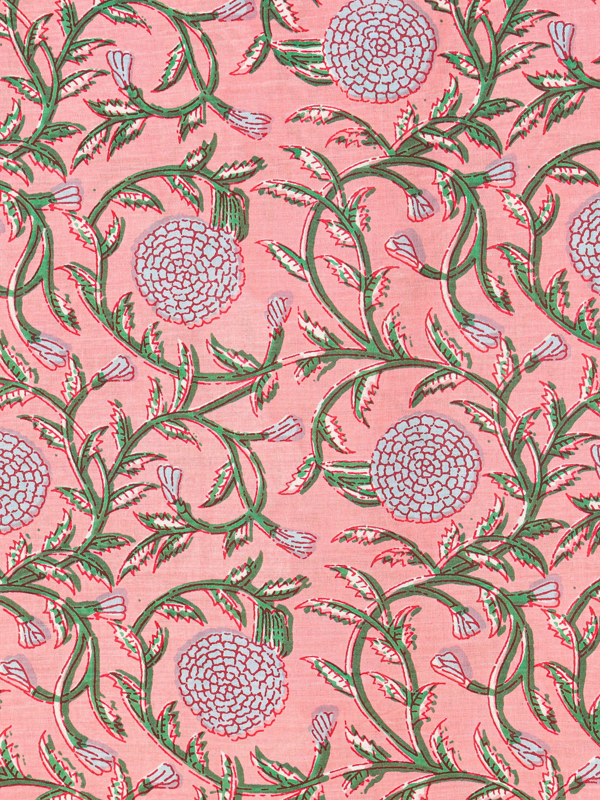 Women's Pure Cotton Sanganeri Print Unstitched Suit Set – Peach Pink & Pastel Floral Design